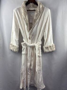 Women’s Carole Hochman Small Cream Faux Fur Robe